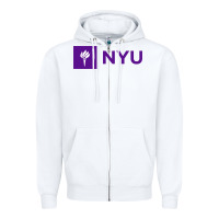 White nyu new york university purple Zipper Hoodie - artisFamous