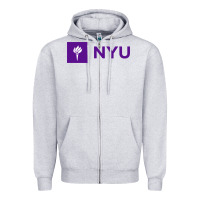 Heather Grey nyu new york university purple Zipper Hoodie - artisFamous