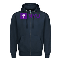 Navy nyu new york university purple Zipper Hoodie - artisFamous