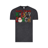 Vintage Black Santa's Favorite Hockey Coach For Christmas Vintage Tee - FaDigitalArtStudio