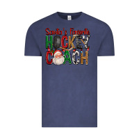 Vintage Denim Santa's Favorite Hockey Coach For Christmas Vintage Tee - FaDigitalArtStudio