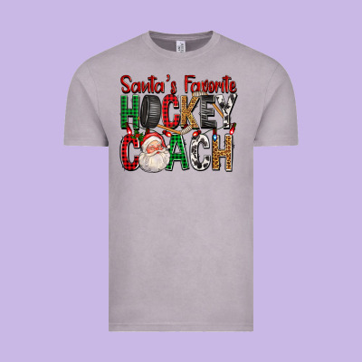 Santa's Favorite Hockey Coach For Christmas Vintage Tee Designed By Fadigitalartstudio