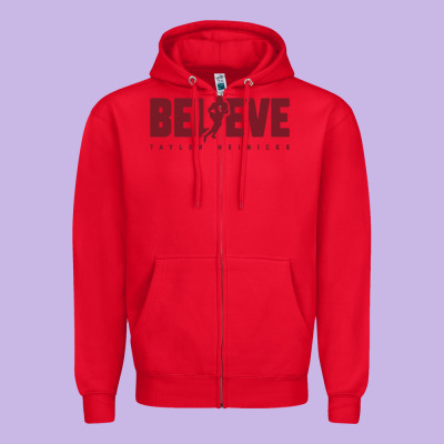 Taylor Heinicke Believe Zipper Hoodie Designed By Artisfamous