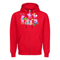 Red Peppa Pig Zipper Hoodie - artisFamous
