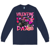 Navy Valentine Day Long Sleeve Tee - CowhideDigitalArt