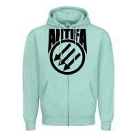 Seafoam anti blue check action Zipper Hoodie - artisFamous