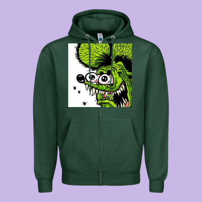 Rat Fink Zipper Hoodie Designed By Artisfamous