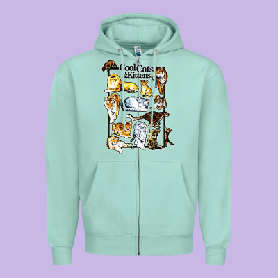 Cool Cats And Kittens Zipper Hoodie Designed By Artisfamous