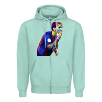 Seafoam LIONEL MESSI Zipper Hoodie - artisFamous
