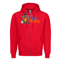 Red fabrats Zipper Hoodie - artisFamous