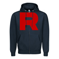 Navy r is team rocket Zipper Hoodie - artisFamous