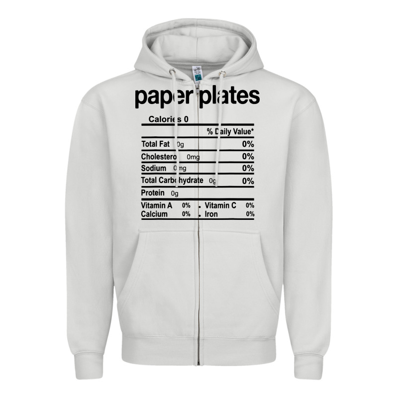 Paper Plates Nutrition Facts Funny Thanksgiving Christmas Zipper Hoodie by artisFamous | Teevron