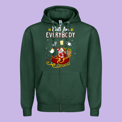 Cats For Everybody Cat Christmas Ugly Christmas Sweatshirt Zipper Hoodie Designed By Artisfamous