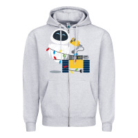 Heather Grey wall e eve christmas light wrap graphic t shirt Zipper Hoodie - artisFamous
