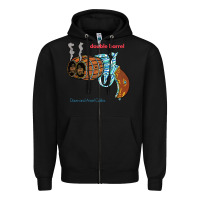 Black Double Barrel Zipper Hoodie - artisFamous