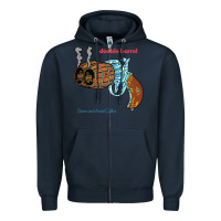 Navy Double Barrel Zipper Hoodie - artisFamous