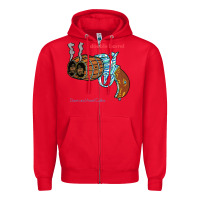 Red Double Barrel Zipper Hoodie - artisFamous
