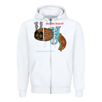 White Double Barrel Zipper Hoodie - artisFamous