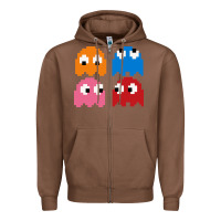 Chestnut pacman ghosts cool retro 80s Zipper Hoodie - artisFamous