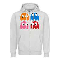 Dove Grey pacman ghosts cool retro 80s Zipper Hoodie - artisFamous