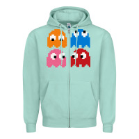 Seafoam pacman ghosts cool retro 80s Zipper Hoodie - artisFamous