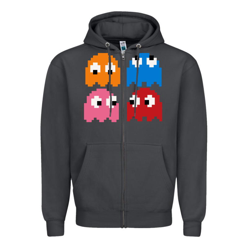 Pacman Ghosts Cool Retro 80s Zipper Hoodie by artisFamous | Teevron
