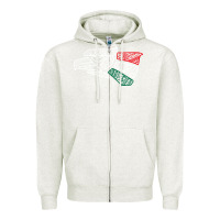 Oatmeal Heather mexico flag Zipper Hoodie - artisFamous