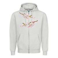 Dove Grey cherry blossom sakura with bird Zipper Hoodie - artisFamous