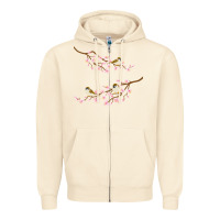 Sandshell cherry blossom sakura with bird Zipper Hoodie - artisFamous