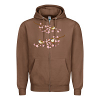 Chestnut cherry blossom sakura with bird Zipper Hoodie - artisFamous