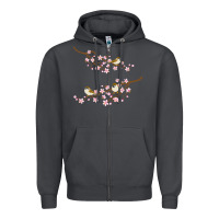 Smoke cherry blossom sakura with bird Zipper Hoodie - artisFamous