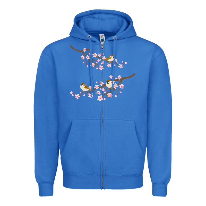 Cherry Blossom Sakura With Bird Zipper Hoodie by artisFamous | Teevron