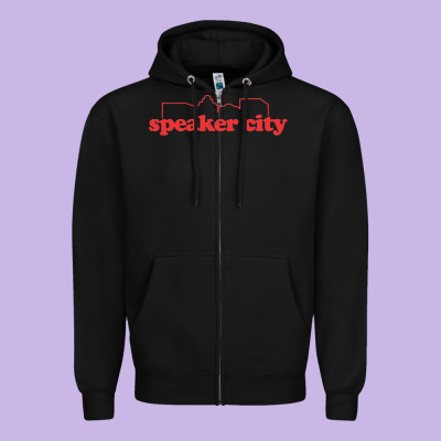 Speaker City Zipper Hoodie Designed By Artisfamous