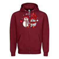 Burgundy snowman gnome Zipper Hoodie - JahusDesignShop