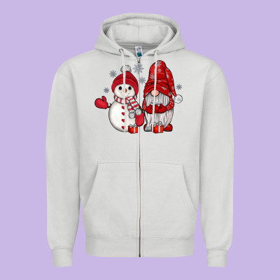 Snowman Gnome Zipper Hoodie Designed By Jahusdesignshop