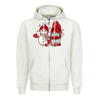 Oatmeal Heather snowman gnome Zipper Hoodie - JahusDesignShop