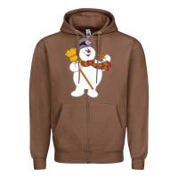 Chestnut Frosty The Snowman New Sku Zipper Hoodie - artisFamous