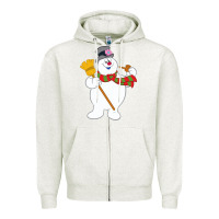 Oatmeal Heather Frosty The Snowman New Sku Zipper Hoodie - artisFamous