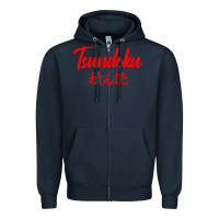 Navy TSUNDOKU JAPANESE TYPOGRAPHY Zipper Hoodie - artisFamous