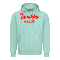 Seafoam TSUNDOKU JAPANESE TYPOGRAPHY Zipper Hoodie - artisFamous