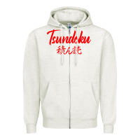 Oatmeal Heather TSUNDOKU JAPANESE TYPOGRAPHY Zipper Hoodie - artisFamous