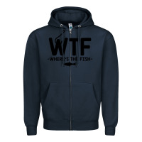 Navy where's the fish Zipper Hoodie - artisFamous