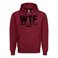 Burgundy where's the fish Zipper Hoodie - artisFamous