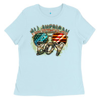 Baby Blue All American boy 4th of july Ladies Tee - FaDigitalArtStudio