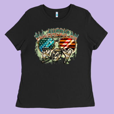 All American Boy 4th Of July Ladies Tee Designed By Fadigitalartstudio