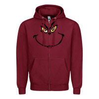 Burgundy Grinch Face Zipper Hoodie - artisFamous