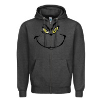 Charcoal Heather Grinch Face Zipper Hoodie - artisFamous