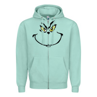 Seafoam Grinch Face Zipper Hoodie - artisFamous