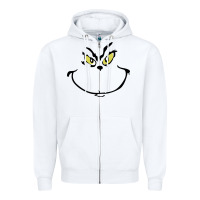 White Grinch Face Zipper Hoodie - artisFamous