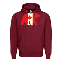 Burgundy Canadian Bear Zipper Hoodie - artisFamous